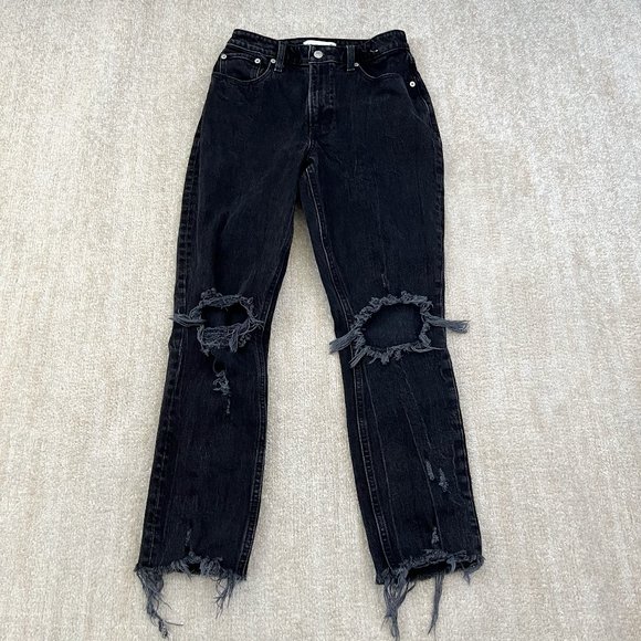 Abercrombie & Fitch High Rise Ripped Mom Jeans 26 / 2 Curve Love - Picture 1 of 10